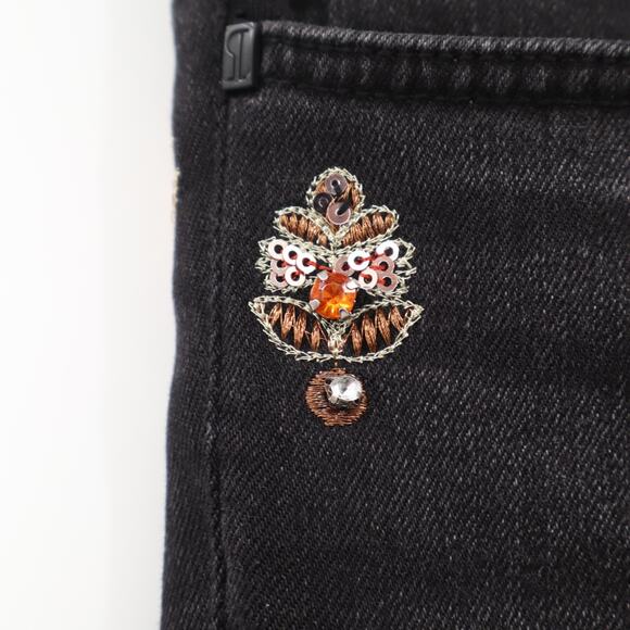 Anthropologie Pilcro Letter Press Black Embellished Jewels Jeans Sz 28 - Picture 6 of 12